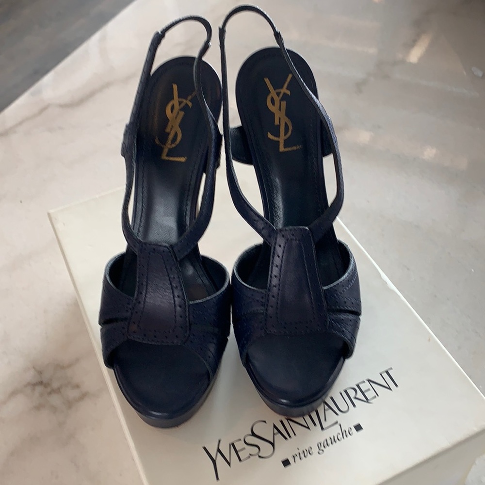 YSL Navy Tribute Heels